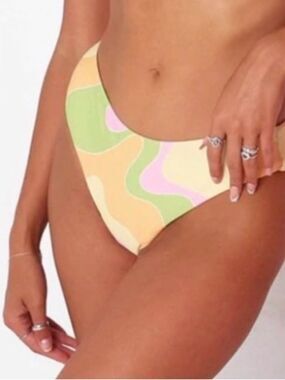 Aurelle pastel colorful swirl bikini bottom only size S NWOT